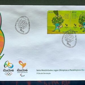 Envelope PVT C 3537 2015 Olimpiadas Paralimpiadas Rio 2016 Mascote Tom