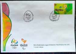 Envelope PVT C 3539 2015 Olimpiadas Paralimpiadas Rio 2016 Mascote Vinicius