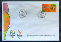 Envelope PVT C 3565 2015 Olimpiadas Paralimpiadas Rio 2016 Triatlo Ciclismo Natacao