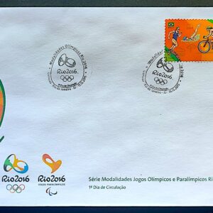 Envelope PVT C 3565 2015 Olimpiadas Paralimpiadas Rio 2016 Triatlo Ciclismo Natacao