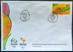 Envelope PVT C 3567 2015 Olimpiadas Paralimpiadas Rio 2016 Desportos Aquaticos Natacao