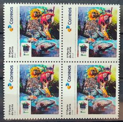 SI 35 Selo Institucional Ibama Meio Ambiente Fauna Arara Macaco Onca Peixe Tartaruga 2024 Quadra