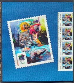 SI 35 Selo Institucional Ibama Meio Ambiente Fauna Arara Macaco Onca Peixe Tartaruga 2024 Porta-Retrato