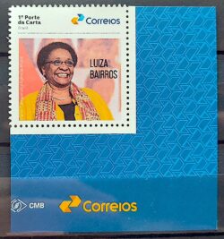 SI 36 Selo Institucional Homenagem a Luiza Bairros Comunicacao Mulher 2024 Vinheta Correios