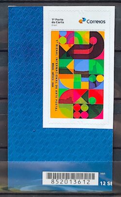 SI 38 Selo Institucional Bienal de Arte Postal Mexico 2024 Codigo de Barras
