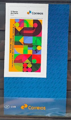 SI 38 Selo Institucional Bienal de Arte Postal Mexico 2024 Vinheta Correios