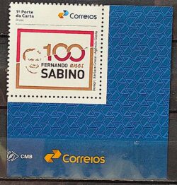 SI 41 Selo Institucional 100 Anos de Fernando Sabino Literatura 2024 Vinheta Correios