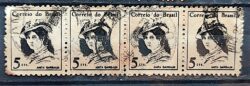 Selo Regular RHM 529 Mulheres Famosas Anita Garibaldi 1967 4 Unid Circulado