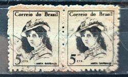 Selo Regular RHM 529 Mulheres Famosas Anita Garibaldi 1967 Dupla Circulado 1