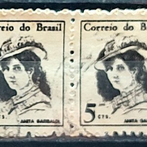 Selo Regular RHM 529 Mulheres Famosas Anita Garibaldi 1967 Dupla Circulado 1