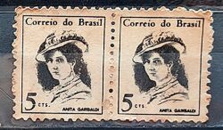 Selo Regular RHM 529 Mulheres Famosas Anita Garibaldi 1967 Dupla Circulado 2