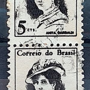 Selo Regular RHM 529 Mulheres Famosas Anita Garibaldi 1967 Dupla Circulado 3