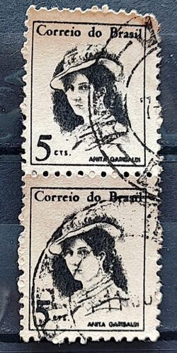 Selo Regular RHM 529 Mulheres Famosas Anita Garibaldi 1967 Dupla Circulado 4