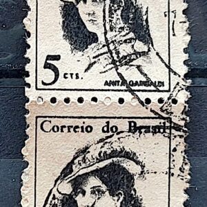 Selo Regular RHM 529 Mulheres Famosas Anita Garibaldi 1967 Dupla Circulado 4