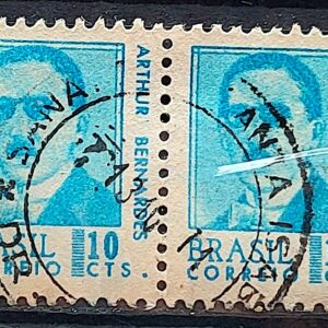 Selo Regular RHM 532 Presidentes da Republica Arthur Bernardes 1967 Dupla Circulado 1