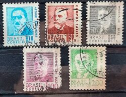 Selo Regular RHM 532 Presidentes da Republica Castello Branco Militar 1968 Serie Completa Circulado 3