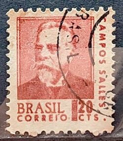 Selo Regular RHM 533 Presidentes da Republica Campos Salles 1967 Circulado 5