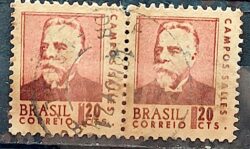 Selo Regular RHM 533 Presidentes da Republica Campos Salles 1967 Dupla Circulado 1