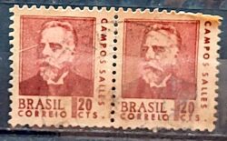 Selo Regular RHM 533 Presidentes da Republica Campos Salles 1967 Dupla Circulado 2