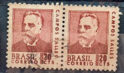 Selo Regular RHM 533 Presidentes da Republica Campos Salles 1967 Dupla Circulado 3