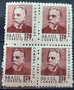 Selo Regular RHM 533 Presidentes da Republica Campos Salles 1967 Quadra 1