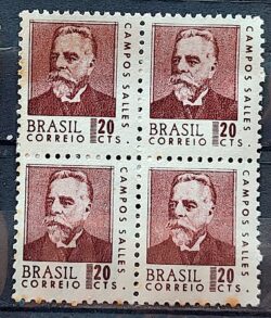 Selo Regular RHM 533 Presidentes da Republica Campos Salles 1967 Quadra 2