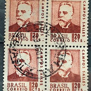 Selo Regular RHM 533 Presidentes da Republica Campos Salles 1967 Quadra Circulado 3