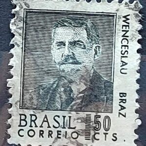 Selo Regular RHM 534 Presidentes da Republica Wenceslau Braz 1968 Circulado 3