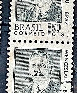 Selo Regular RHM 534 Presidentes da Republica Wenceslau Braz 1968 Circulado 4 Selos