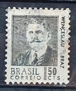 Selo Regular RHM 534 Presidentes da Republica Wenceslau Braz 1968 Circulado 5