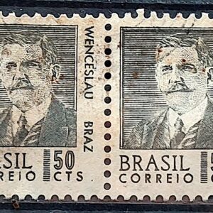 Selo Regular RHM 534 Presidentes da Republica Wenceslau Braz 1968 Dupla Circulado 1