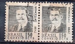 Selo Regular RHM 534 Presidentes da Republica Wenceslau Braz 1968 Dupla Circulado 2