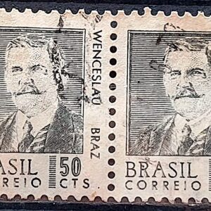 Selo Regular RHM 534 Presidentes da Republica Wenceslau Braz 1968 Dupla Circulado 2