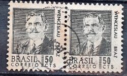 Selo Regular RHM 534 Presidentes da Republica Wenceslau Braz 1968 Dupla Circulado 3