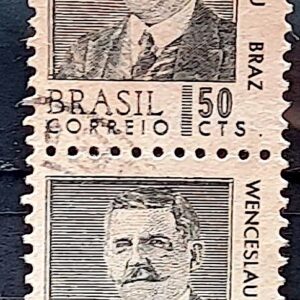 Selo Regular RHM 534 Presidentes da Republica Wenceslau Braz 1968 Dupla Circulado 5