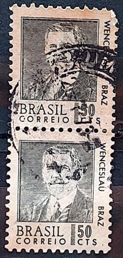 Selo Regular RHM 534 Presidentes da Republica Wenceslau Braz 1968 Dupla Circulado 6