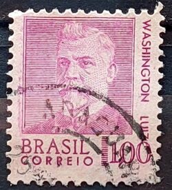 Selo Regular RHM 535 Presidentes da Republica Washington Luiz 1968 Circulado 2
