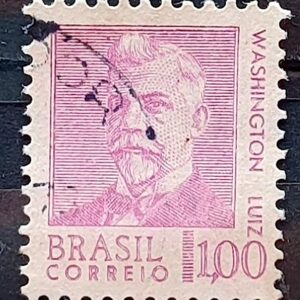 Selo Regular RHM 535 Presidentes da Republica Washington Luiz 1968 Circulado 8