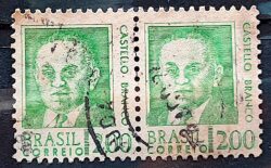 Selo Regular RHM 536 Presidentes da Republica Castello Branco Militar 1968 Dupla Circulado 1