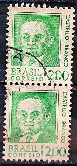 Selo Regular RHM 536 Presidentes da Republica Castello Branco Militar 1968 Dupla Circulado 2