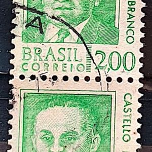 Selo Regular RHM 536 Presidentes da Republica Castello Branco Militar 1968 Dupla Circulado 2