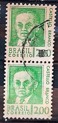 Selo Regular RHM 536 Presidentes da Republica Castello Branco Militar 1968 Dupla Circulado 3