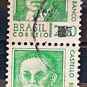 Selo Regular RHM 536 Presidentes da Republica Castello Branco Militar 1968 Dupla Circulado 3