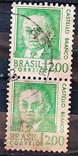 Selo Regular RHM 536 Presidentes da Republica Castello Branco Militar 1968 Dupla Circulado 4