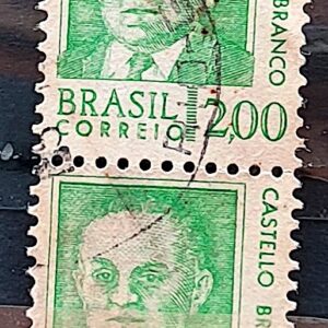 Selo Regular RHM 536 Presidentes da Republica Castello Branco Militar 1968 Dupla Circulado 4