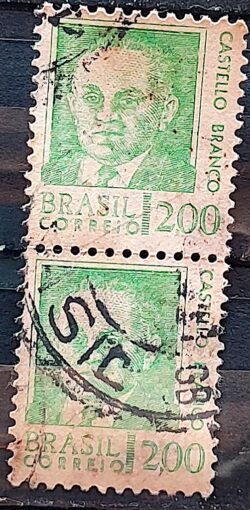 Selo Regular RHM 536 Presidentes da Republica Castello Branco Militar 1968 Dupla Circulado 5