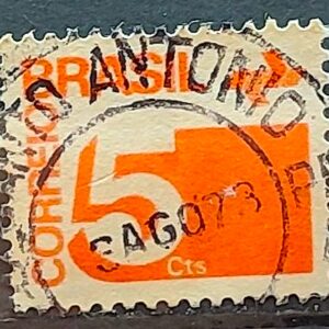 Selo Regular RHM 538 Tipo Cifra 5 Cts Filigrana Q 1972 Circulado 3