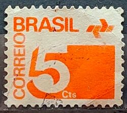 Selo Regular RHM 538 Tipo Cifra 5 Cts Filigrana Q 1972 Circulado 4