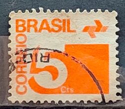 Selo Regular RHM 538 Tipo Cifra 5 Cts Filigrana Q 1972 Circulado 5