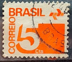 Selo Regular RHM 538 Tipo Cifra 5 Cts Filigrana Q 1972 Circulado 7